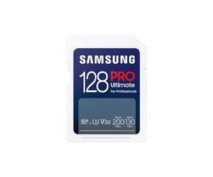 Samsung PRO Ultimate Tarjeta de Memoria SD con Lector USB, 128 GB, Lectura 200 MB/s, Escritura 130 MB/s, UHS-I, C10, U3, V30, 4K UHD, Para Smartphone, Dron o Cámara de Acción (MB-SY128SB)