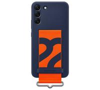 Samsung Silicone Cover Funda de Silicona Azul Marino con Correa Naranja para Galaxy S22 Plus