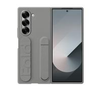 Samsung Silicone Grip Case with Stand Cover con Correa y Caballete para Galaxy Z Fold6, Gris