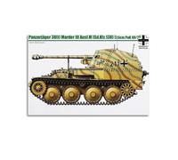 Póster de tanque vintage de la Segunda Guerra Mundial Panzerjager 38 (t) Marder III Ausf.M (Sd.Kfz.138) Póster de destructor de tanques, pintura decorativa, lienzo, póster de pared e impresión