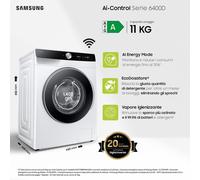 Samsung Lavadora 11kg AI Ecobubble Blanca, Clasificación Energética A WW11DG5B25AEEC