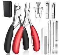 SAMSYOKI 12pcs cortauñas para uñas de los pies, alicates para uñas de los pies profesional, cortador de uñas pies de acero inoxidable, set manicura pedicura para uñas gruesas y encarnada