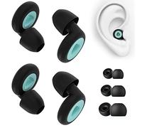 SAMSYOKI 2 Pares Tapones de Oídos para Dormir, Tapones para Oídos de Silicona Lavables Tapones para Dormir, Trabajo, Viajes, Estudiar,Protección Auditiva, Reducción Sonido 30dB (negro+verde)