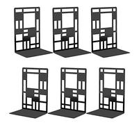 SAMSYOKI 3 Pares Sujetalibros Estanteria Sujeta Libros Metal Apoya Libros para Estanteria Soporte Libros Decorativo Tapones para Estantes de Libros para Oficina Biblioteca Hogar Escuela Negro