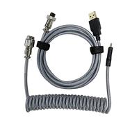 SAMTN Cable de teclado en espiral, cable de teclado mecánico de tipo C a USB A de 1,8 m, cable USB C para teclado de juegos con aviador metálico desmontable (gris plata)