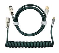 SAMTN Cable de teclado en espiral, cable de teclado mecánico de tipo C a USB A de 1,8 m, cable USB C para teclado de juegos con aviador metálico desmontable (verde militar)