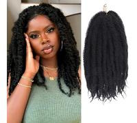 Samtress 14 pulgadas Marley Twist Braiding Hair 8 packs Black Afro Twist Marley Braiding Hair for Faux Locks Crochet Hair Synthetic Hair Extension (#1B)