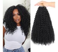 Samtress 14 pulgadas Pre Looped Micro Curly Twist Crochet Hair 8 paquetes Black Mini Passion Twist Micro Twist Kinky Curly Hair Extensions Yanky Twist Crochet Hair Synthetic for Black Women (#1B)