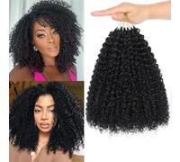Samtress 25,4 cm Pre-enrollados Micro Rizado Twist Crochet Cabello Sintético 8 Paquetes Negro Micro Twist Rizado Enrrollado Trenzas Yanky Extensiones de Cabello para Mujeres Negras (#1B)