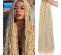 Samtress 7 paquetes de agua de la pasión Twist Twist Crochet Braids 24 pulgadas Rubio Passion Twist Hair Long Pre Looped Bohemian Curly Hair for Butterfly Locs Crochet Braids Synthetic for Women (#613