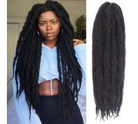 Samtress 8 paquetes de 24 pulgadas Marley Twist Braiding Hair Black Marley Crochet Trenzas para locs falsos Marley Braiding Hair Extensiones de pelo rizado afro Springy Twist (#1B)