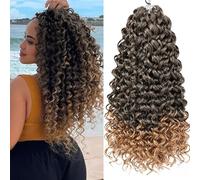 Samtress 8 paquetes de pelo rizado de ganchillo para trenzas de onda profunda de 18 pulgadas GoGo Curl Crochet Trenzas sintéticas Omber Blonde Ocean Wave Extensiones de pelo trenzadas para mujeres