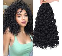 Samtress Gogo Curl Crochet Hair 35,5 cm Ocean Wave Crochet Hair 8 Packs Natural Black Pre Looped Water Wave Crochet Trenzas Goddess Box Trenzas Curly Deep Wave Sintético Pelo Trenzado para Mujeres