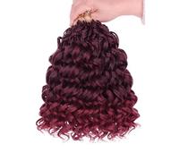 Samtress GoGo Curl Crochet Hair - 8 paquetes de pelo de crochet ondulado océano para mujer, color burdeos Pre Looped Deep Twist Goddess Box Trenzas cortas rizadas de agua onduladas sintéticas (#TBUG)