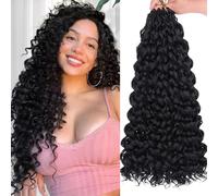 Samtress Gogo Curl Crochet Hair 8 paquetes Pre Looped Ocean Wave Crochet Hair Natural Black Deep Twist Goddess Box Braids with Curly Water Wave Synthetic Braiding Hair Extensions for Women (#1B)