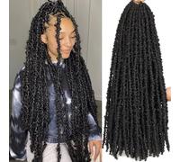 Samtress Long Distressed Locs Crochet Braids 30 Pulgadas Black Butterfly Hair Extensions 6 Paquetes Pre-Looped Soft Braids for Women (#1B)