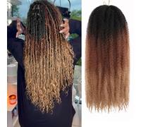 Samtress Marley Twist Braiding Hair 18 pulgadas 8 paquetes Springy Afro Kinky Twist Crochet Braids Synthetic for Senagalese Twists Ombre Pre Fluffed Afro Kinky Curly Hair Extension for Women (1B/30/27