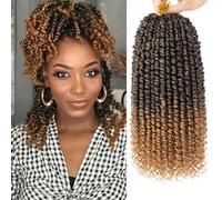 Samtress Pelo Passion Twist pretrenzado de 14 pulgadas, 8 paquetes de trenzas de ganchillo preenrolladas, extensiones de cabello sintético rubio degradado, bohemio, rizado, trenzado, para mujer (#T27)