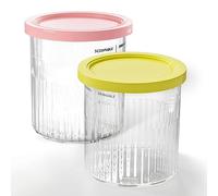 SAMTURUI Contenedores de helado de 24 onzas de repuesto para pintas y tapas para Ninja Creami, paquete de 2, compatibles con Ninja NC501 NC500 Series/Deluxe Ice Cream Maker, sin BPA, aptos para