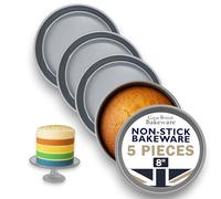 Samuel Groves Great British Bakeware - Paquete de 5 moldes antiadherentes para tartas Victoria de 8 pulgadas, doble revestimiento, arcoíris, aptos para horno, molde redondo para tartas, base fija, sin