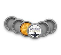 Samuel Groves Great British Bakeware - Paquete de 6 moldes antiadherentes de doble revestimiento superior de 4 pulgadas, moldes para pasteles, tartas y quiche, platos individuales, latas individuales
