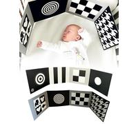 Samuel Sensory Libro de bebé en blanco y negro plegable tarjetas de bebé en blanco y negro para recién nacido, juguetes para el tiempo de boca abajo, tarjetas sensoriales para bebés de 100 cm que