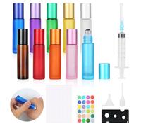 Samulee 10 pcs Roll on Aceites Esenciales, Botellas Roll On Cristal para Aceites Esenciales, 10 ml Vidrio Botellas de Aceites Esenciales con Rodillos, para Perfumes, Aromaterapia