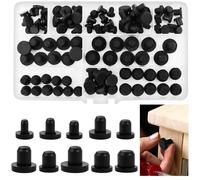 Samulee 100 Tapones de Goma de Silicona, 10 tamaños, Tapones de Goma Negros 4-9,5 mm, solución para Problemas de Sellado, Tapones de Silicona para Botellas, Tubos, Muebles