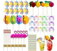 Samulee 150 Piezas Decoracion de Cocteles, Coctel Fiesta Decorativos, Fuegos Artificiales Palillos y Palillos Decorativos para Fiesta Playa Cumpleaños Boda Bebidas Tarta Fruta