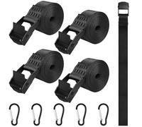 Samulee 5 Piezas Cinchas de Amarre, 2M x 2.5cm Correa de Amarre, Eslingas de Amarre con Hebilla, Cinturón de Amarre, Cinchas de Amarre Pequeñas para Coche, Portabicicletas, Surf, Bici, Kayak, Moto
