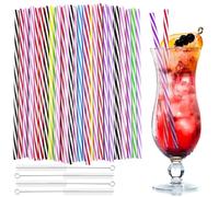 Samulee 60 Piezas Pajitas Reutilizables, Pajitas Plástico con 4 Cepillos de Limpieza, Pajitas Reutilizables Niños 23cm para Bares Familiares, Barbacoas, Fiestas, Celebraciones, Fiestas, Leche, Zumos