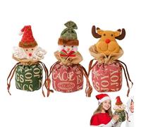 Samuliy Bolsa de Navidad de punto con cordón,Bolsa de embalaje de Navidad,Bolsa de tela Candy Doll Muñeco de Nieve Bolsas | Bolsa de almacenamiento de muñeco de nieve de Papá Noel para caramelos,