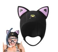 Samuliy Capucha de buceo,Capucha de buceo,Diadema de buceo con orejas de gato | Gorro de neopreno con capucha para buceo, gorro con orejas de gato, capucha térmica de 3mm, gorro de neopreno para buceo