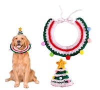 Samuliy Sombrero de Navidad para gatos con cuello, gorro de punto de Navidad para mascotas, suave y cómodo, tejido a mano, para conejos, schnauzers, bichón frise, gatos adultos, perros pequeños