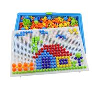 Samuliy Tablero Perforado de uñas de, Rompecabezas de uñas de, Color de la Mezcla del Rompecabezas Educativo, Tablero de Enchufe para niños con Clavos de Setas de Aprendizaje Creativo para niños a