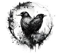 Samunshi Hugin y Munin Cuervo Pegatinas para el Coche, Moto, Bicicleta, Scooter - Montaña, Bicicleta de Carretera, Vikingo, 8 x 10 cm