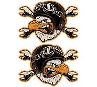 Samunshi Juego de 2 pegatinas vintage de águila para moto, bicicleta, scooter o coche, chopper, enduro, motocross, rockabilly, vintage, 20 x 14 cm