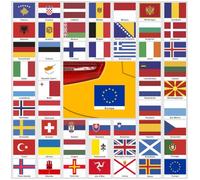 Samunshi® Juego de pegatinas de banderas de Europa + nombre del país, pegatinas para coche, 55 banderas de 2 cm de ancho con nombre cada una | Banderas de países | Fabricación de maquetas, bicicleta