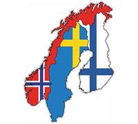 Samunshi® Pegatina de Escandinavia para coche en colores nacionales Noruega-Suecia-Flanlanlandia 7,5 x 10 cm