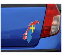 Samunshi® - Pegatina escandinava para coche en los colores nacionales Noruega, Noruega, Suecia, en 9 tamaños (7,3 x 10 cm), color gris