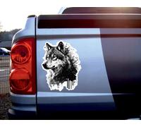 Samunshi Wilder Wolf - Adhesivo decorativo para coche, para moto, bicicleta, scooter, coche, bicicleta, montaña, carretera, vikingo (12 x 15 cm, lobo salvaje)