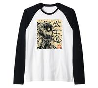 Samurái Africano Guerrero afrojaponés Bushido Historia Negra Camiseta Manga Raglan