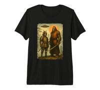 Samurai Alien & Bigfoot | Vintage japonés, OVNI & Ninja Camiseta Premium