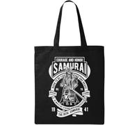 Samurai Always Be Strong and Corageous - Bolsa de algodón ecológico natural, color negro, Black, Talla única