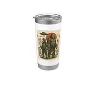 Samurai, Bigfoot & Alien, OVNI | Ninja vintage y japonés Vaso térmico de acero inoxidable de doble pared
