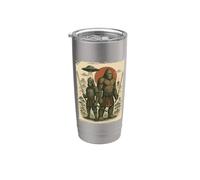 Samurai, Bigfoot & Alien, OVNI | Ninja vintage y japonés Vaso térmico de acero inoxidable de doble pared