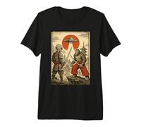 Samurai Bigfoot & Alien, OVNI | Vintage japonés & Ninja Camiseta Premium