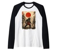Samurai Bigfoot Japanese Vintage Sasquatch Ukiyo-e Funny Camiseta Manga Raglan