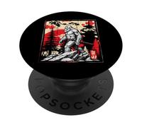 Samurai Bigfoot Japonés Vintage Ukiyo-e Arte Sasquatch Anime PopSockets PopGrip Adhesivo