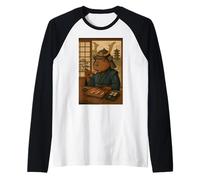 Samurai Capibara Sushi Japonés para Niños Niñas Hombres Mujeres Camiseta Manga Raglan